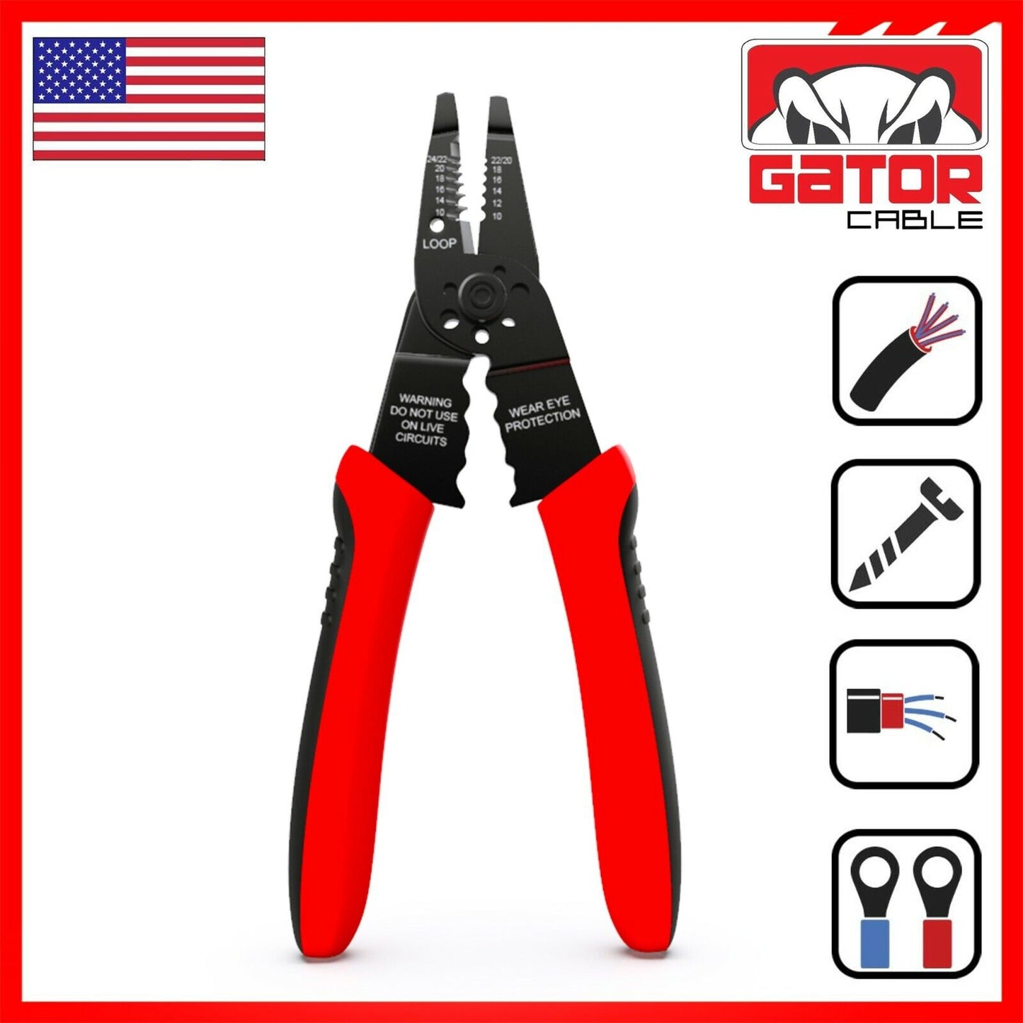 Wire Cable Screws Stripper Cutter Crimper Shearer Snipper Pliers Grip Multi-Tool