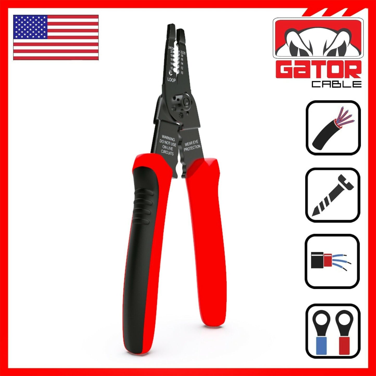 Wire Cable Screws Stripper Cutter Crimper Shearer Snipper Pliers Grip Multi-Tool