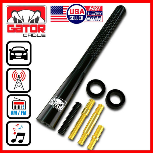 Universal Car AM/FM Radio Antenna Screw On Alloy Carbon Fiber 4.7" Truck Van Car