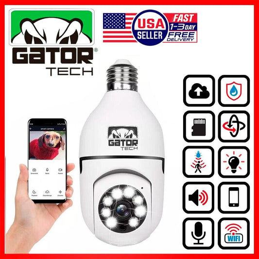 WiFi Wireless Security Camera HD 1080P IR Night Light Bulb Home Waterproof IP66