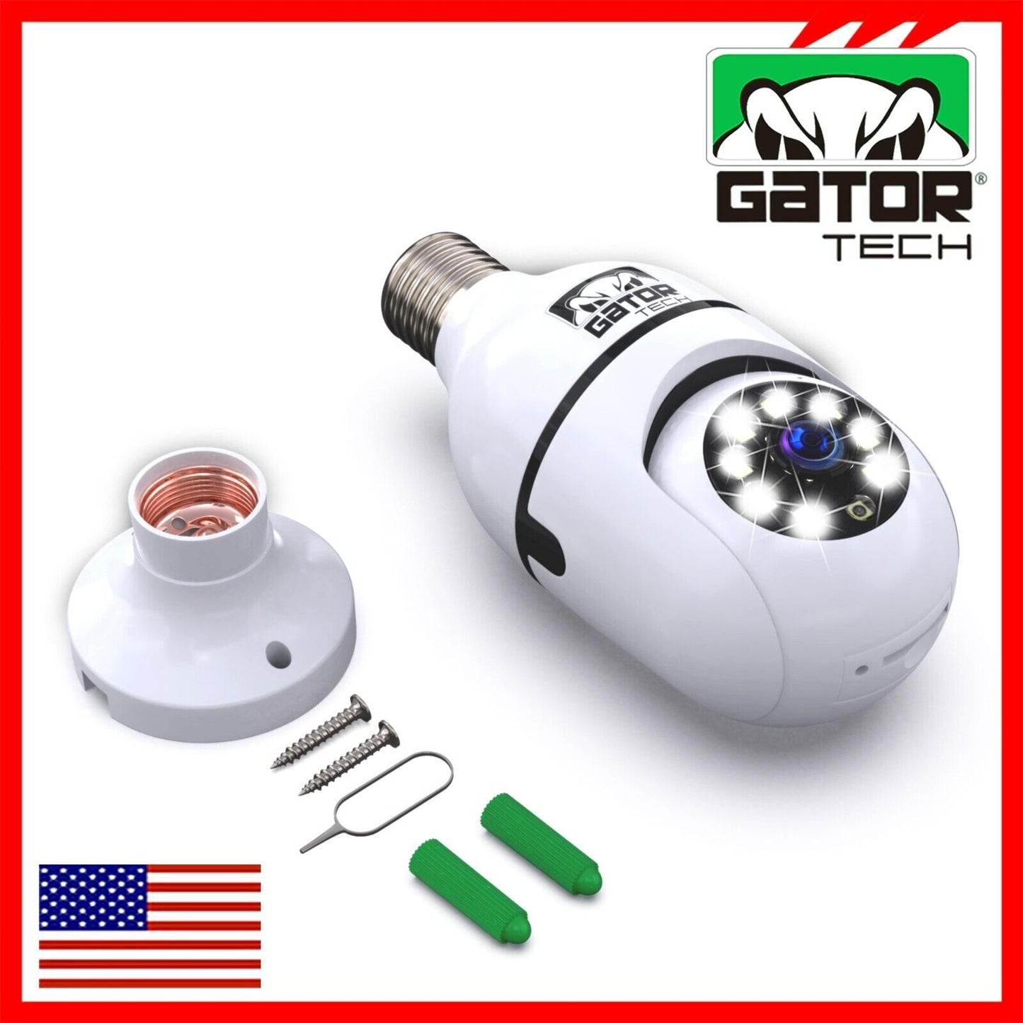 WiFi Wireless Security Camera HD 1080P IR Night Light Bulb Home Waterproof IP66