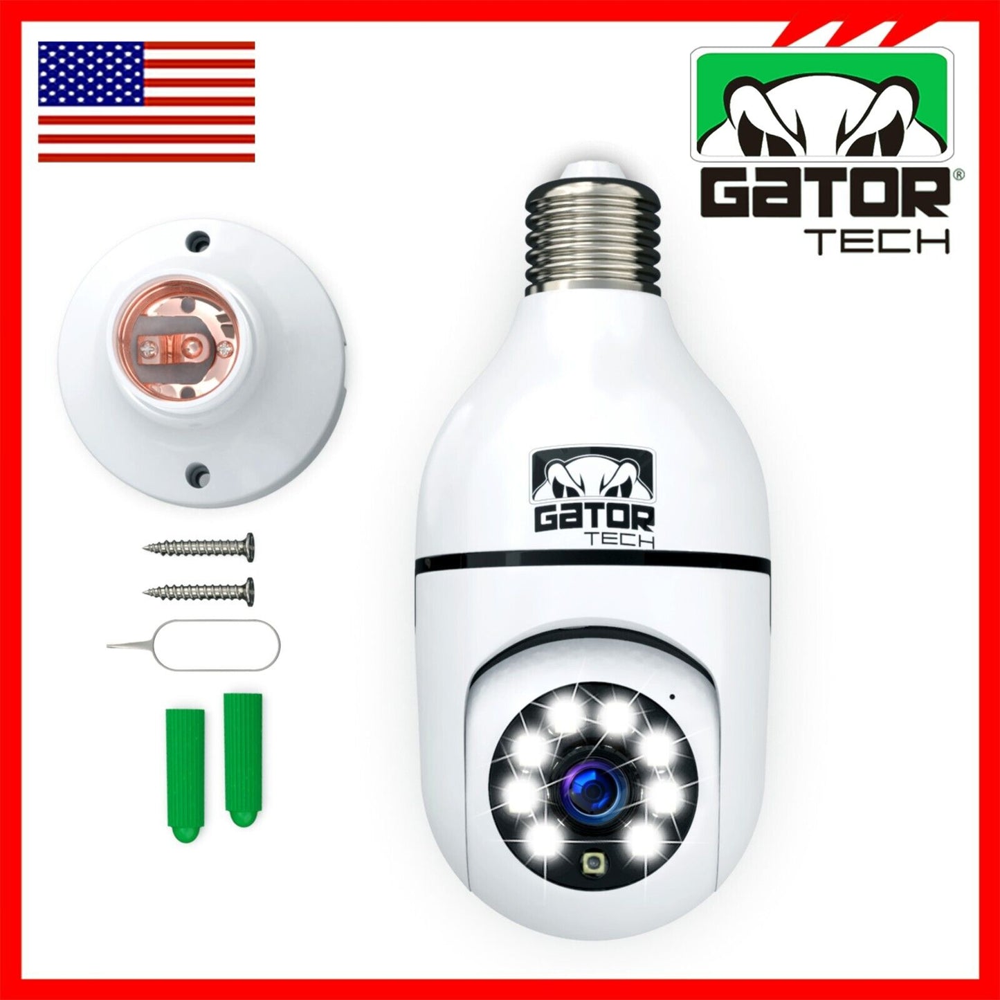 WiFi Wireless Security Camera HD 1080P IR Night Light Bulb Home Waterproof IP66
