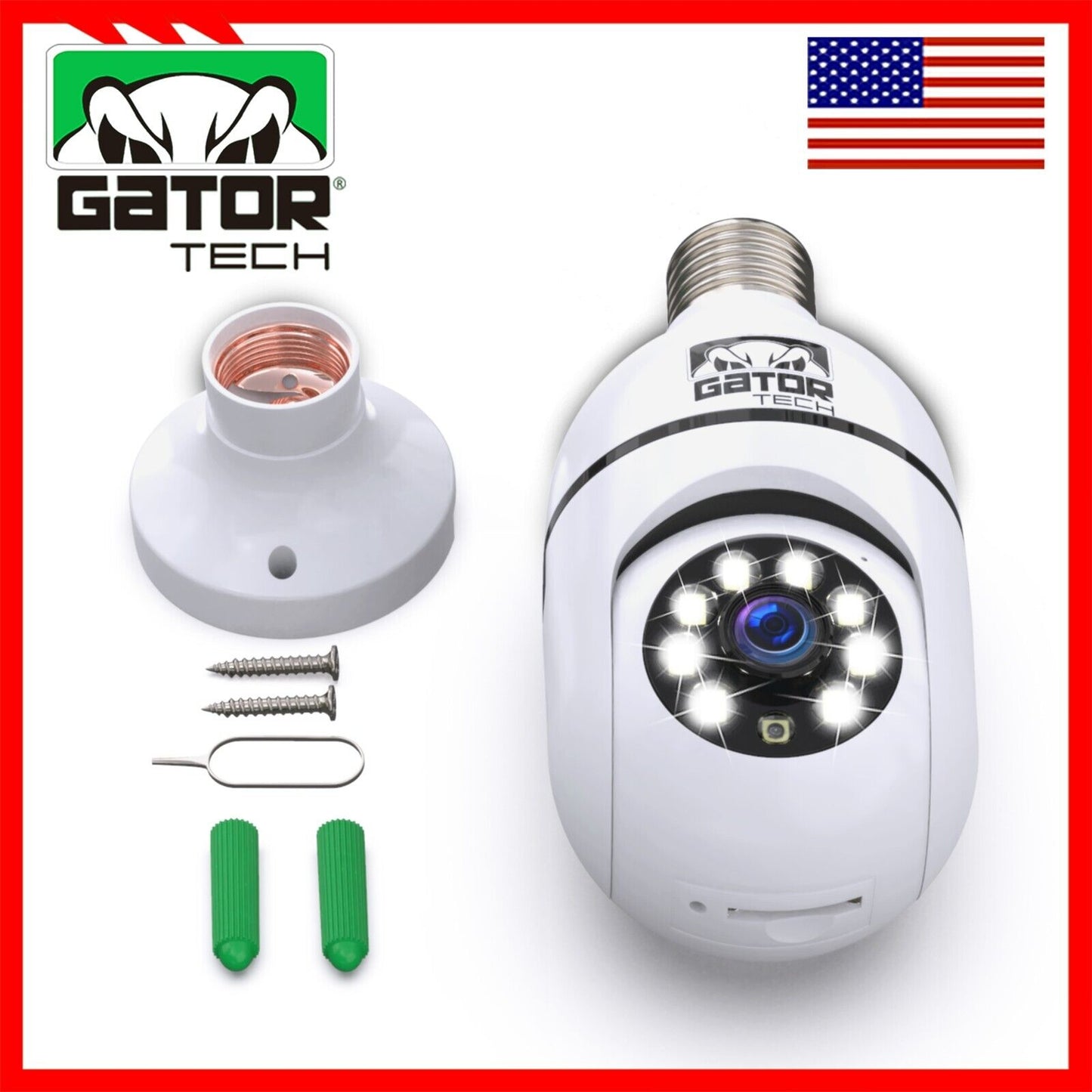 WiFi Wireless Security Camera HD 1080P IR Night Light Bulb Home Waterproof IP66
