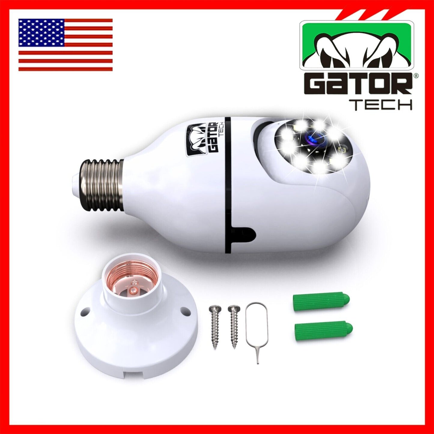 WiFi Wireless Security Camera HD 1080P IR Night Light Bulb Home Waterproof IP66